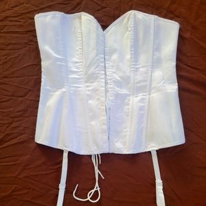 Frederick's White Satin Corset - Size: Large